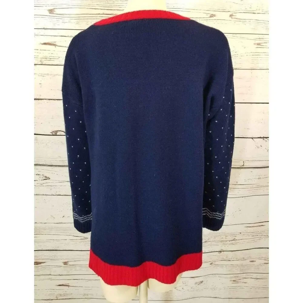 Christmas Sweater Holiday Gingerbread Man cool sunglasses navy blue XL